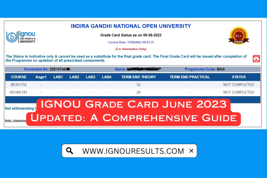 IGNOU Grade Card June 2023
