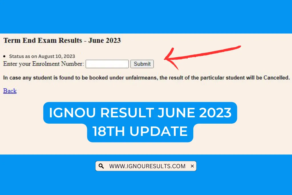IGNOU Result June 2023 18th Update