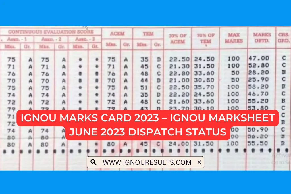 IGNOU Marks Card 2023